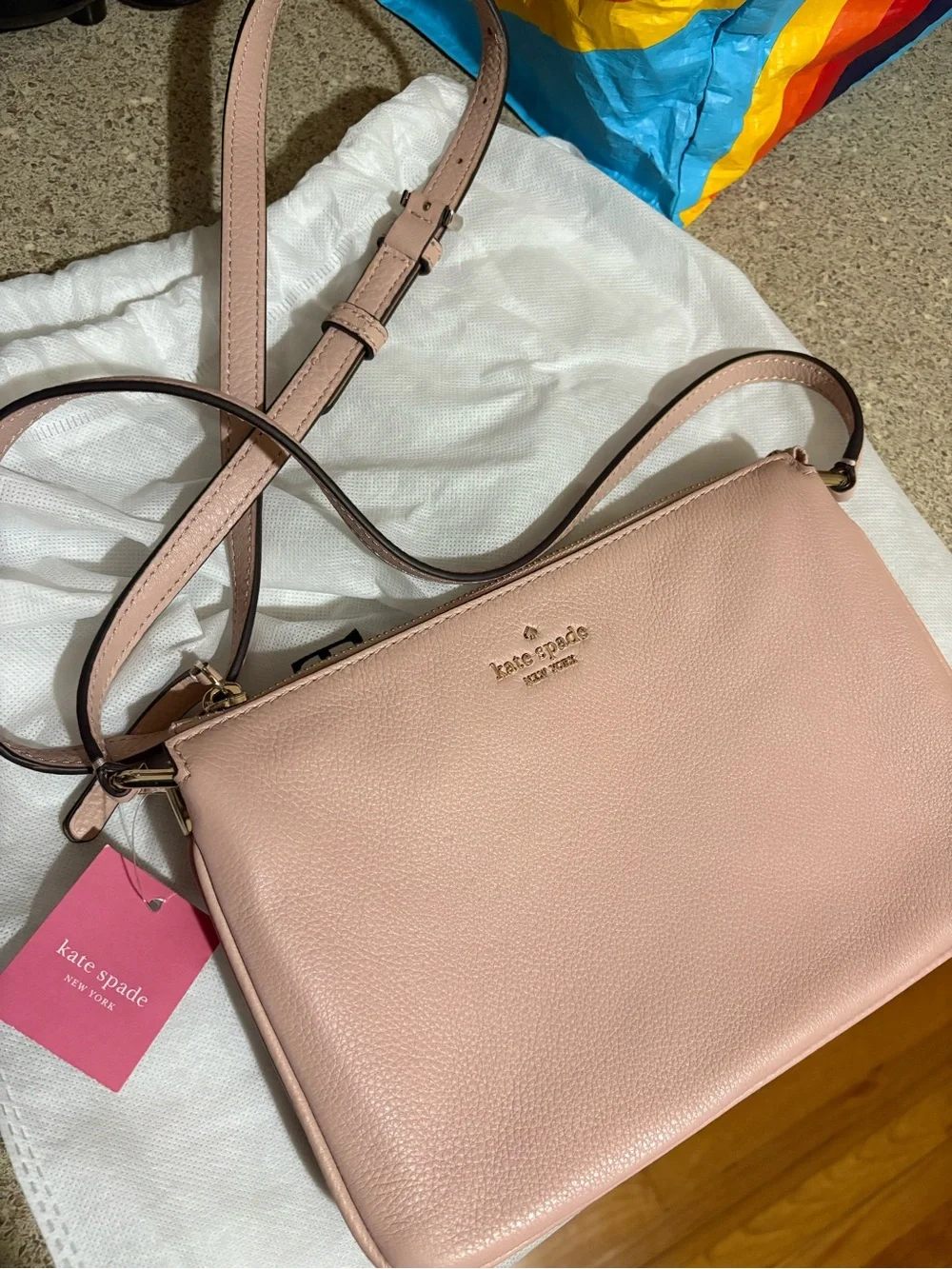 kate spade blush pink pebbled leather crossbody bag
